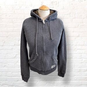Hollister Charcoal Gray Women's Hoodie with faux fur lining.